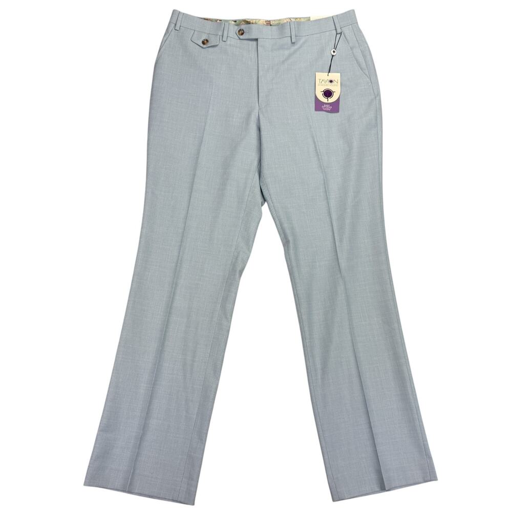 Tayion Mens Awonder Regular Fit Sharkskin Flat Front Suit Pants Light Blue 36x32